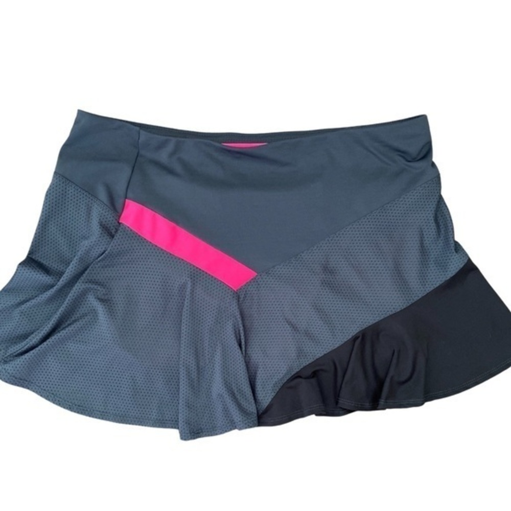 Lucy In Love Tier Skort -  L gray , black , pink , polyester spandex